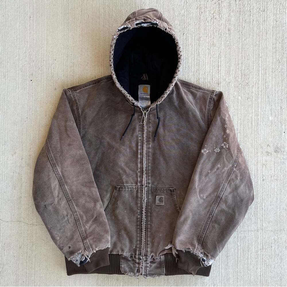 Carhartt J130 DKB faded brown hooded work wear jacket